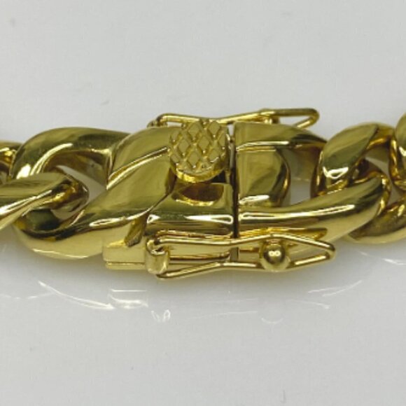 Miami Cuban Curb Link Chain Bracelet 316L Gold Plated Stainless Steel - Picture 5 of 12